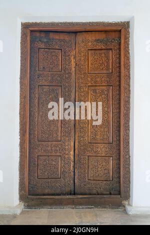 The front porch door in traditional uzbek house Stock Photo