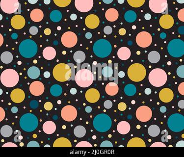 retro colorful circle seamless pattern in black background Stock Vector