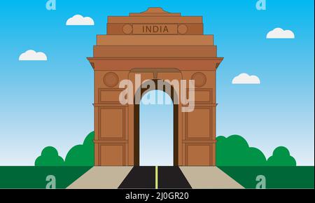 Vector illustration of India Gate in New Delhi Stock Vector