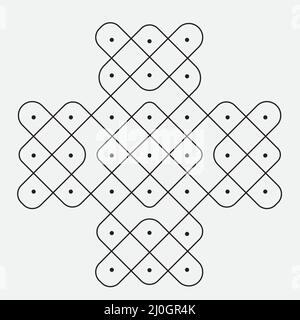 Rangoli or muggu or kolam is an art form originating in the Indian subcontinent. Patterns are created on the floor or the ground Stock Vector
