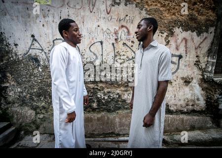 Two young black students standing , high quality picture Stock Photo