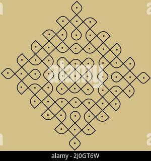 Rangoli or muggu or kolam is an art form originating in the Indian subcontinent. Patterns are created on the floor or the ground Stock Vector