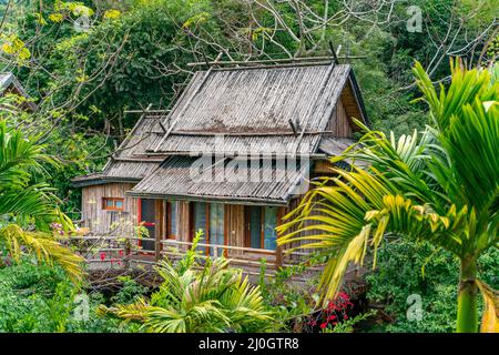 The traditional tribal village of Li and Miao minorities in China Stock Photo