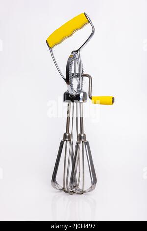 Old Vintage Manual Egg Beater. Spring Coil Wire Whisk Stock Image