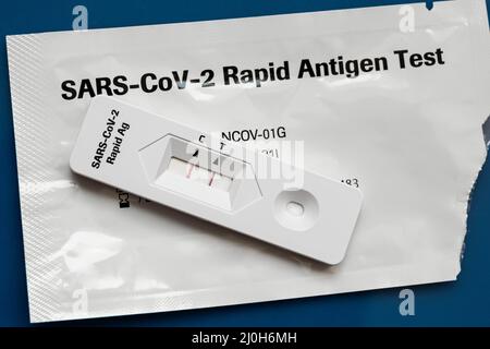 Positive Covid-19 Test - Sars-CoV-2 Rapid Antigen Test, Stock Photo