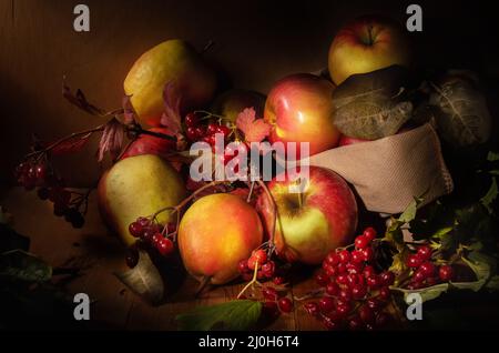 Apples in a cloth bag Stock Photo