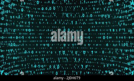 Big and small binary number spheres, computer generated. 3d rendering of binary code background with numbers. Abstract elements Stock Photo