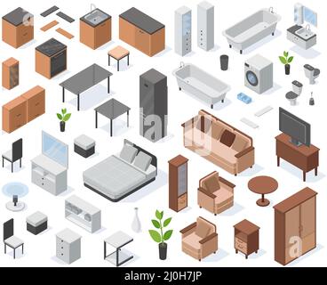Kitchen interior vector isometric illustration Stock Vector Image & Art ...