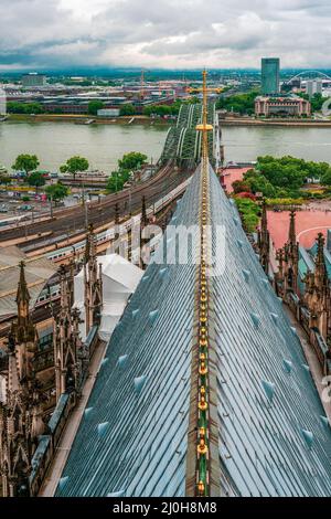 View over the roof of Cologne Cathedral to the city center Stock Photo