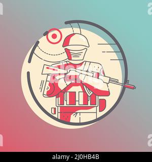 Military poliece guard solidier icon, minimalist flat style Stock Vector