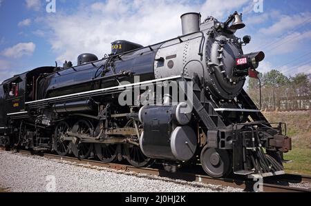 Southern Railway 4501 is a preserved Ms class 2-8-2 'Mikado' type steam locomotive built in Oct. 1911 by the Baldwin Locomotive Works in Philadelphia. Stock Photo