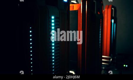 Clean industrial interior of a data server room with servers Stock Photo
