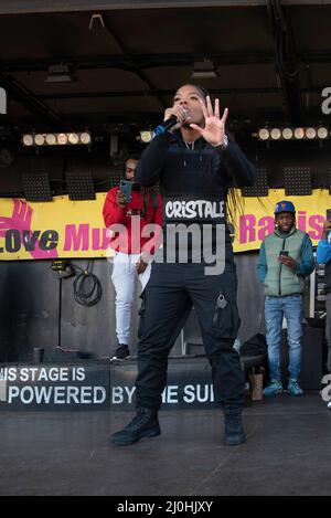 London, UK. 19th Mar, 2022. Protesters against rasicm rally in Parliament Square for a March Against Racism demonstration on UN Anti-Racism Day 2022. Claire Doherty/Alamy Live News Stock Photo