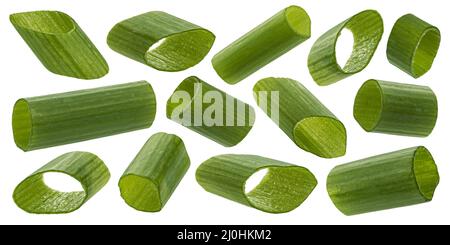 Green onion, chopped chives isolated on white background Stock Photo