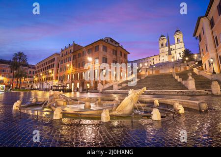 Spanish Steps in Rome, Italy in the eaerly morning. Stock Photo