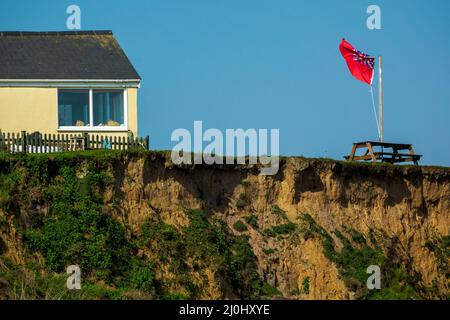 Chalet, on Cliffs, California Norfolk, UK Stock Photo