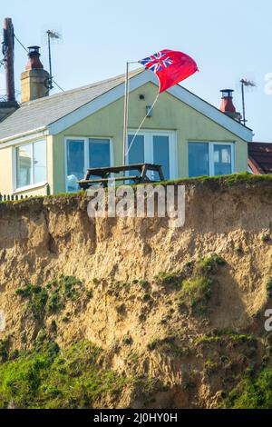 Chalet, on Cliffs, California Norfolk, UK Stock Photo