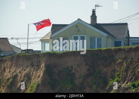 Chalet, on Cliffs, California Norfolk, UK Stock Photo