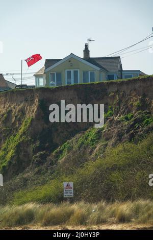 Chalet, on Cliffs, California Norfolk, UK Stock Photo