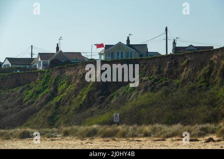 Chalet, on Cliffs, California Norfolk, UK Stock Photo