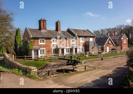 Canal side cottages at Tyrley locks  on the Shropshire union canal near Market Drayton Shropshire England Stock Photo