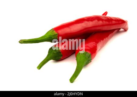 Three Chili peppers isolated on a white background Stock Photo