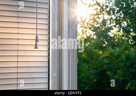 Window blinds rays of the sun Stock Photo