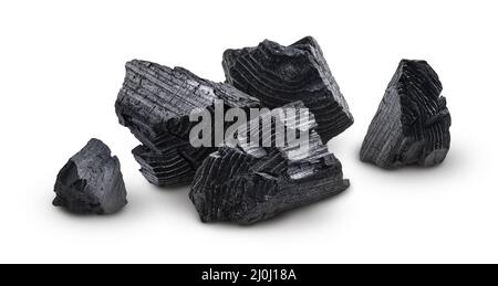 Natural wood charcoal isolated on white background Stock Photo