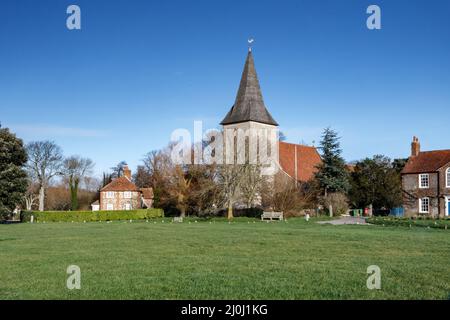 BOSHAM, WEST SUSSEX, UK - DECEMBER 5 : View across the green towards the church in Bosham on December 5, 2008 Stock Photo