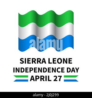 Sierra Leone Independence Day typography poster. National holiday celebrated on April 27. Vector template for banner, greeting card, flyer, etc. Stock Vector