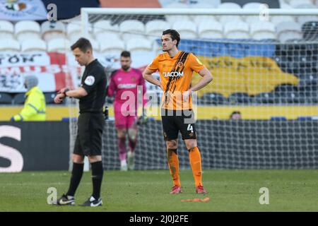 A dejected looking Jacob Greaves #4 of Hull City at the end of the match Stock Photo