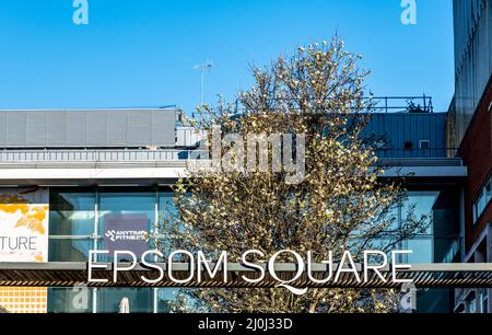 Epsom Surrey London UK, March 19 2022, Epsom Square Signage Town Centre With No People Stock Photo