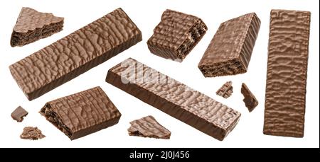Waffle chocolate bar isolated on white background Stock Photo