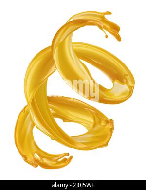 Orange juice splash isolated on white background Stock Photo