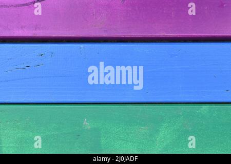 Multicolored purple, blue and green wooden planks Stock Photo