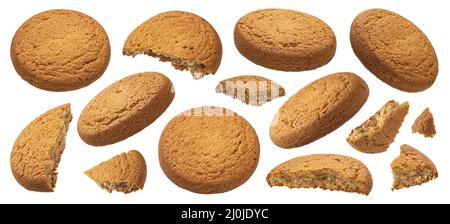 Oatmeal cookies isolated on white background Stock Photo