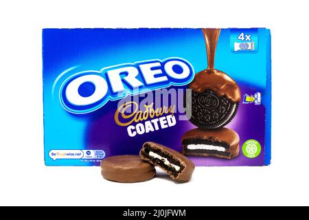 Oreo Cadbury Chocolate Coated Biscuits Stock Photo