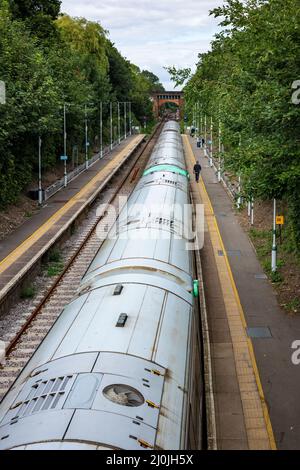 EAST GRINSTEAD, WEST SUSSEX, UK - AUGUST 27 : Train at East Grinstead Railway Station in East Grinstead West Sussex on August 27 Stock Photo