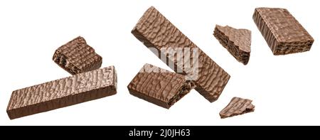 Waffle chocolate bars isolated on white background Stock Photo