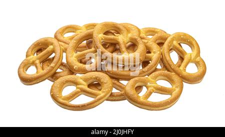 Salted pretzels isolated on white background Stock Photo