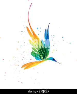 art bird, colorful bird, abstract bird in flight, vector illustration Stock Vector