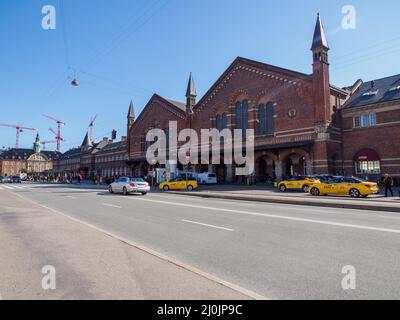 Copenhagen, Denmark - July, 2021: View of Copenhagen Central Station, main railway station in Copenhagena and plenty of bicycle, Denmark. Stock Photo