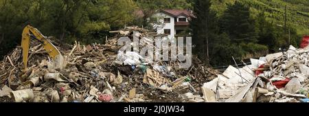 Mountains of rubbish in the Ahr Valley, flood disaster 2021, Bad Neuenahr-Ahrweiler, Germany, Europe Stock Photo