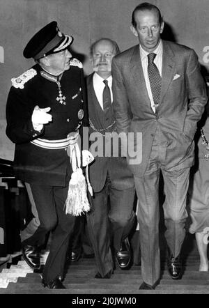 Prince Edward of Kent - The Duke and Duchess of Kent  North East Royal Visits  The Duke of Kent during his visit to Newcastle 11 June 1982 - The Duke with Tyne Wear Lord Lieutenant Sir James Steel arriving at North of England Development Council annual meeting Stock Photo