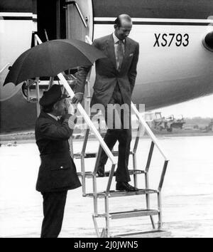 Prince Edward of Kent - The Duke and Duchess of Kent  North East Royal Visits  The Duke of Kent during his visit to Newcastle 11 June 1982 - Arriving at a wet and rainy Newcastle Airport, his was visiting the region to urge the region's bosses to export more to Europe Stock Photo