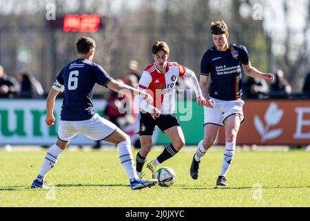 Rotterdam - Lennard Hartjes of Feyenoord during the match between Feyenoord O21 v NEC O21 at Nieuw Varkenoord on 19 March 2022 in Rotterdam, Netherlands. (Box to Box Pictures/Yannick Verhoeven) Stock Photo