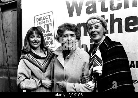 Some of the cast from the National Theature production of Watch On The Rhine at the Theatre Royal, Newcastle on 22nd October 1980. Left to right, Deborah Grant, Dame Peggy Ashcroft and Pauline Jameson Stock Photo