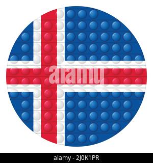Glass light ball with flag of Iceland. Round sphere, template icon. Icelandic National symbol. Glossy realistic ball, 3D vector illustration. Trendy Stock Vector