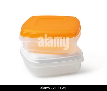 Plastic food storage containers Stock Photo
