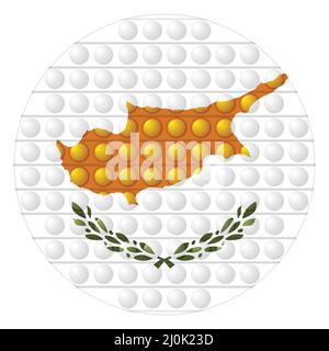 Glass light ball with flag of Cyprus. Round sphere, template icon. National symbol. Glossy realistic ball, 3D vector illustration. Trendy antistress Stock Vector